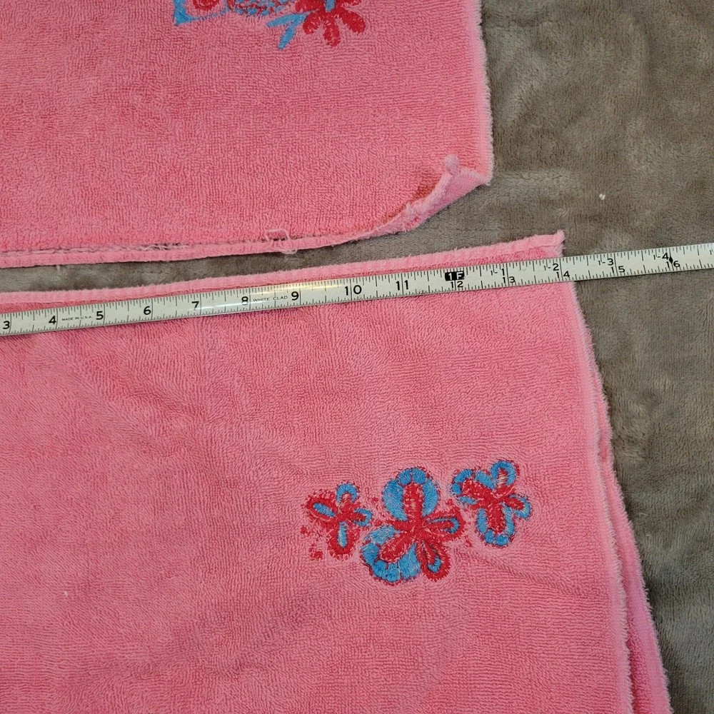Vintage Cannon Hand Towels Set of 3 Pink Embroidered Owl Butterfly Cat 11x16